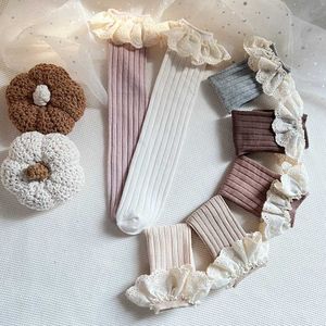 Kids Socks New Baby Girls Knee High Socks Spanish Style Long Kids Soft Lace Stuff Princess Children Socks Ruffle Leg Warmth Cute Girl Socks d240528