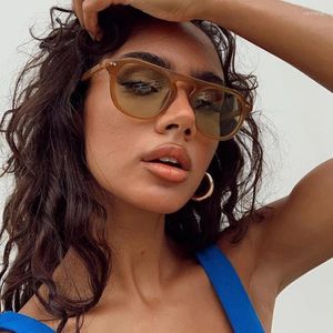 Sunglasses Vintage Oversized Woman Aviation Sun Glasses Female Male Fashion Orange Eyewear Mirror 282J