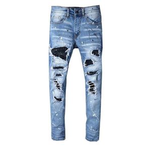 SS19 NY MODEL AI563 Anländer Skinny Water Wash Motorcykel Jeans Desinger Single Cow Thicked Slim Paris Quality Plugs Men Jeans6012332