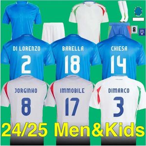 Koszulki piłkarskie włoski 2024 Euro Puchar narodowy Raspadori Baggio Italia Jersey Verratti Chiesa Vintage Jorginho Football Shirt Barella Maldini Kit Kit Kids