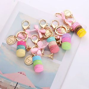 Resin Macaron Keychains KeyChain Lovely Macaroon Bag Charm Chaveiro llaveros Gold Metal Keyring Car Key Holder Nboks