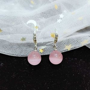 2024 Südkorea Neue rosa Opalkristallohrringe für Mädchen frische einfache und vielseitige Frauen