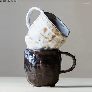 Canecas artesanais de café cerâmica de cerâmica estilo japonês casal retro caneca abstrata arte latte em casa café da manhã leite 230ml