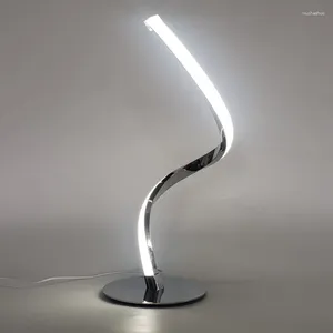 Table Lamps Curve Design LED Desk Lamp Spiral Wave Light Dimmable Remote Control White Bedside Room Decor