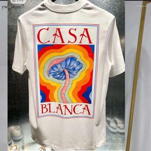 Men's T-Shirts Men's T Brand Designer Tees Rainbow Mushroom Letter Print Short Sleeve Tops Cotton Loose Men Casa Blanca Women Shirt d3f