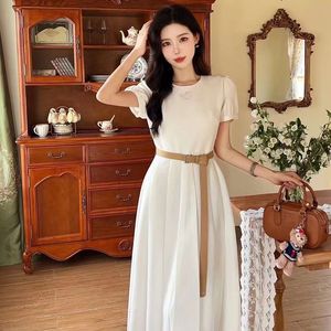 2024 summer new dress age reduction girl triangle standard slim body with belt