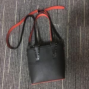 Fashion Bag cabata designer totes rivet genuine leather Red Bottom Handbag composite handbags famous purse shopping bags Black 214c