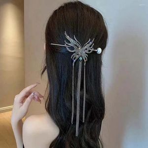 Party Supplies Vintage Butterfly Tassel Hair Fork Shinny Rhinestone Pearl Chinese Chopstick Hairclips Disk Sticks Hairpins Women Jewelry