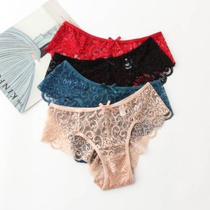 Women Lace Briefs Panties Sexy Summer Transparent Underwears Womens Middle Waist Underwear For Lady Black White Red Ovqik
