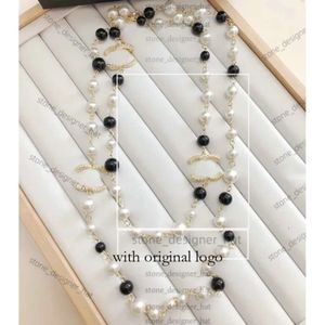 Chanells halsband lyx varumärkesdesigner hängen kanal halsband kristall pärla bokstav c choker hänge halsband tröja kedja smycken tillbehör 9b2c