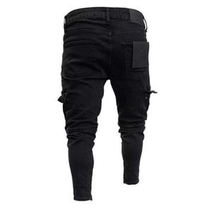 Fashion19SS Mens Designer Jeans 2019 Spring Black Ripped Hål Design Jean Pencil Pants Pockets Hommes Pantalones1608452
