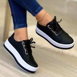 Women Sports Lady Vulcanized Fashion Outdoor Platform PU Casual Shoes Female Wedge Flats