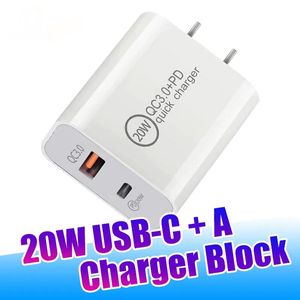 USB C Wall Charger 20W Dual Port Type C + USB A PD QC3.0 Snabb laddningsblock för iPhone 15 14 13 12 11 Samsung Android -telefoner izeso ll