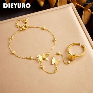 Очарование браслетов Dieyuro 316L из нержавеющей стали золотой цвето