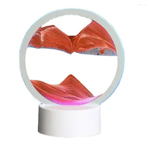 Lâmpadas de mesa 3D Pintura de areia fluida USB Lâmpada móvel Hourglass Deep Sea Sandscape Night Light Red