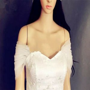 Düğün Bolero Beyaz Fildişi Tül Üst Gelin Omuz Kayışı Sarma Elbiseler için 2019 234t