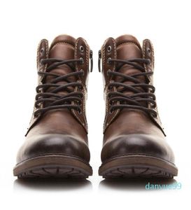Męskie buty zimowe koronki w stylu vintage pluszowe trzymaj ciepłe kostki śniegu buty męskie skórzane buty botki hombre5622163