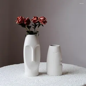 Vaser heminredning abstrakt mänskligt ansikte vas modern interiör bordsskiva prydnad keramisk hantverk trädgård dekoration blommor arrangemang