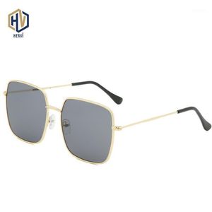 Óculos de sol Retro Big Square Metal Metal Mulher Designer de marca Sun Glasses Gradiente lente de cor sólida lente Eyewear1 2652