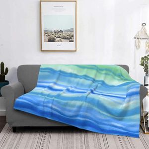 Blankets Watercolor Blue Green Gradient Warm And Plush Throw Blanket For Extra Comfort Versatile Flannel Great Bedding Or Couch Use