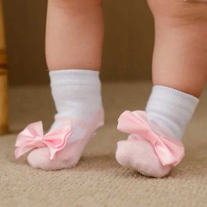 Kids Socks Newborn Socks Baby Sock Fashion Ballet Bow Childrens Spring Autumn Soft and Comfortable Non Slip Socks Indoor Toddler Sock d240528