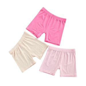 Ny bomull 3 datorer flickor Summer Safety Pants Children Anti-Eventied Stretch Solid Color Mid-Rise Shorts Skinvänlig bekväm L2405
