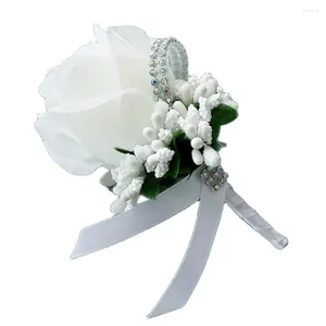 Flores decorativas Flor de corpete artesanal com clipe Boutonniere Silk for Prom Banquet Birthday