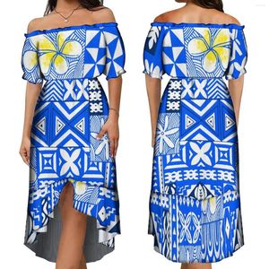 Casual Dresses Polynesian Hawaii Tribal Ethnic Samoan Strapless Style Women Dress Short Sleeve Summer Support Customized