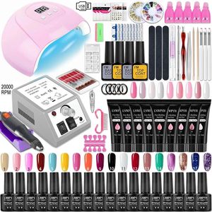 Nail Art Kits Gel Kit With LED Light Dryer Drill Machine Poly Extension Varnish Soak Off Polish Manicure Tools