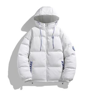 2023 Mens Winter Jacket Casual Loose Thicken Fleece Warm Parkas Solid Hooded Collar Coats