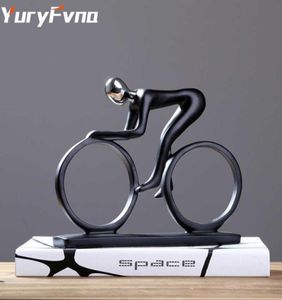 Yuryfvna Bicycle Statue Cyclist Sculpture Figurine Resin Modern Abstract Art Athlete Bicycler Figurine Home Decor Q05257821353