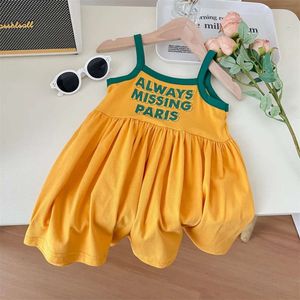 Casual Letter Printing Suspenders Kids Dresses for Girls 1 To 7 Years Old Toddler Girl Clothes Summer Dress L2405