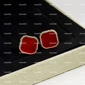 Clover Studs brinco de brinco de ouro vermelho designer de brinco de ouro para brincos vintage de back-of-perela de aço inoxidável AGATE PARA MULHEROS Brincos de pérolas de casamento