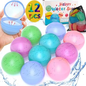 612 st återanvändbara vattenballonger Silikonbollar Summer Simning Spela Splash Ball Toys Water Bomb Beach Games Family Kids Toy 240507