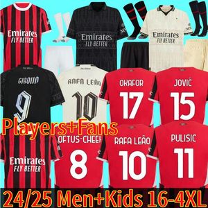 Ibrahimovic Koche 24-25 Fourth Kit AC 2024 2025 Milans Giroud R.Leao Bennacer Theo Romagnoli Florenzi Tonali Rebic Football Shirt Maillot Adult Kids Kit