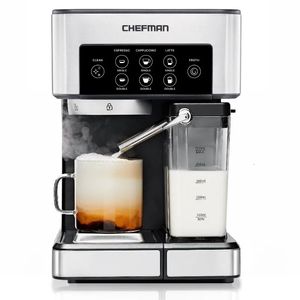 Шефмен Barista Pro 6-в-1 Машина эспрессо с молоком с молоком 15-бар насос 1,8 л водохранилища из нержавеющей стали 240517