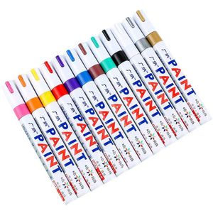 Watercolor Brush Pens Markers 6 pieces of colored permanent paint markings waterproof white tire pedals rubber fabrics metal 12 color markers WX5.27