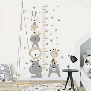 Wall Decor Cute Cartoon Animals Height Measurement Wall Sticker Baby Home Decor Kindergarten Nursery Wallpaper Children Kid Room Decoration d240528