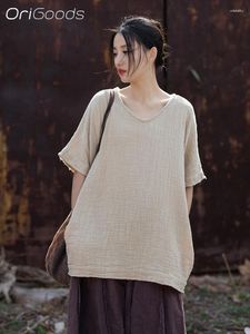 Women's Blouses Summer Tops Women Cotton Linen 2024 Loose Blouse National Style Vintage Long Shirt Mori Girl Clothes B204