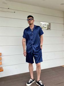 24SS Stylish Hawaiian Designer Men's Casual Shirt Set Floral Alphabet 3D Printed Summer Beach Resort Beach Shirt Set #A7