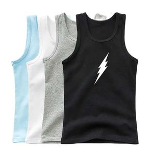 Tank Top Boy Girls fashion Vest Undershirts Kids Summer Cotton Tanks Top 5colors Sleeveless Basketball T-shirt Y240527