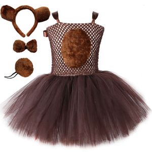 赤ちゃんの女の子のためのヒグマのチュチュハロウィーンの誕生日ジャングルパーティーコスプレコスチュームキッズファンシードレス服1-12Y L2405