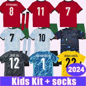 2024 Portugals Pepe Kit Kids Suit Soccer Jerseys National Team Antonio Rui Patricio Diogo Costa Jose Sa Home Away GK Football Shirts