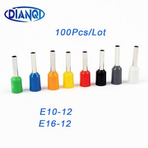 E10-12 E16-12 Terminais isolantes de isolamento 10mm2 Conector de fio de cabo 100pcs/embalagem conector de terminal de crimpagem isolante