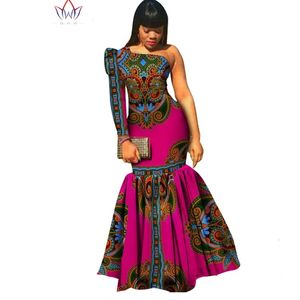 Lagerstorlek Lågpris Afrikanska kvinnor Dashiki Vestidos African Bazin Riche Dress for Women Cotton Print Mermaid Long Dress WY346