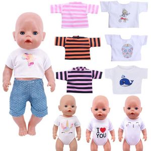 ドールアパレル人形ベビー誕生人形漫画Tシャツ水着セット43cm赤ちゃんの誕生人形と18インチアメリカンガールドールおもちゃwx5.27