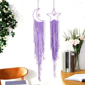 Dekorativa figurer Dream Catcher Tassel Pendant Handmade Elegant Cotton Rope Nordic Hand-Woven Star Moon Macrame Wall Hangings Home Decor