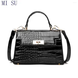 Shoulder Bags Genuine Ladies Handbags One-shoulder Portable Crocodile Pattern Bright Face Women's Bag Trend All-match Messenger Square