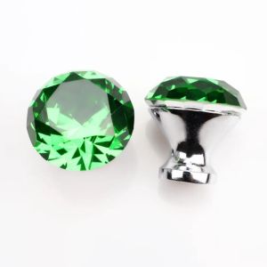 30MM- Crystal Diamond Handle New 1Pc Drawer Single Hole Zinc Alloy Furniture Handle Knob For Clothes Cabinet Door Hardware Handl