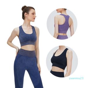 Women Sports Yoga Workout Push Up Bra Shockproof Scoop Neck Bralette Racerback Seamless Wireless Breathable Comfortable Running Gym Tank Top